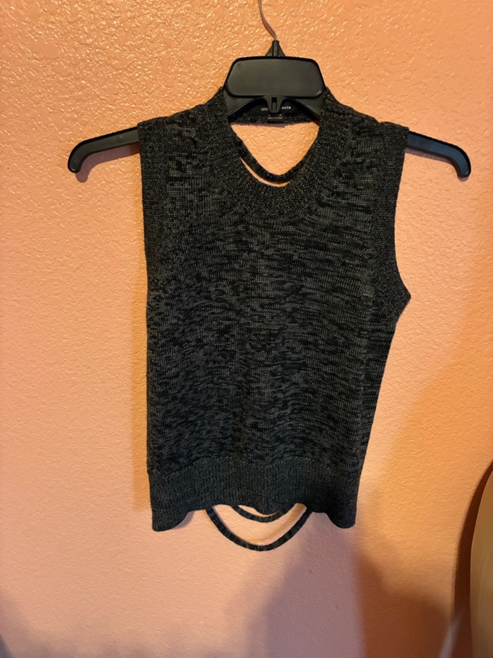 Olive Olivia Charcoal Marled Knit Mock Neck Tank Top - Picture 2 of 5
